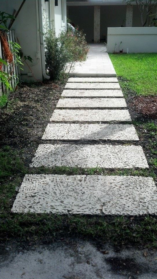 Idee per un giardino tropicale esposto in pieno sole dietro casa con pavimentazioni in pietra naturale