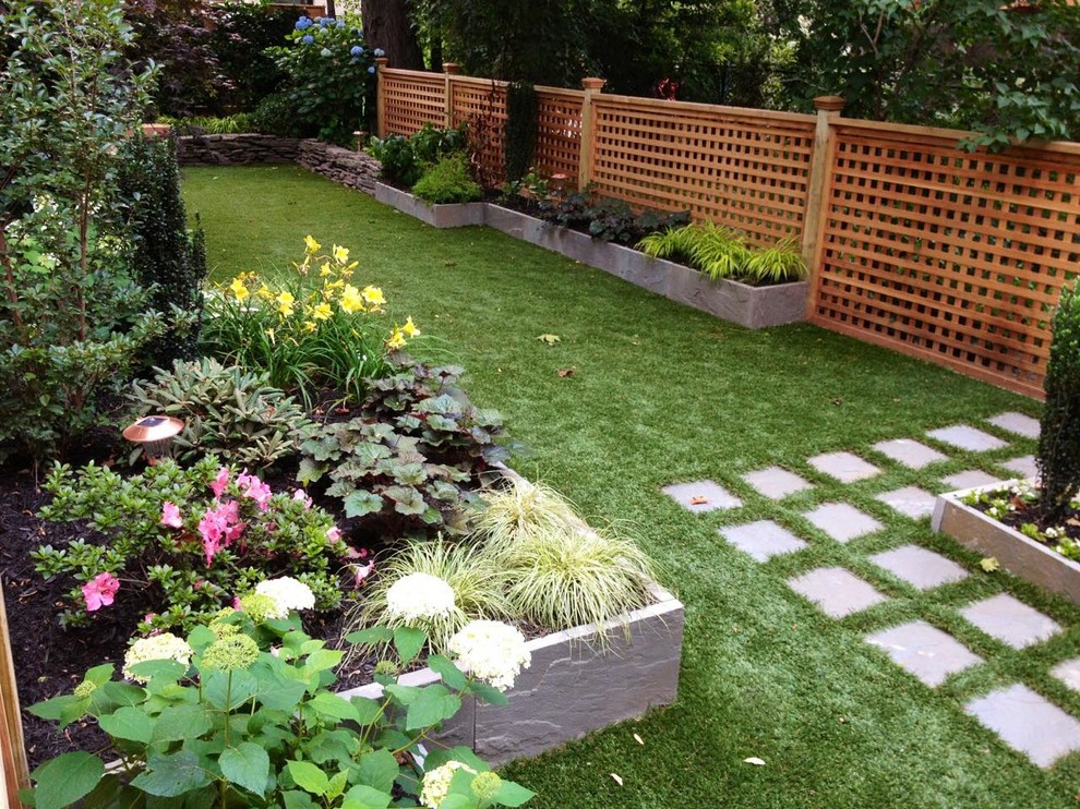 Backyard Landscapes with Artificial Grass - Contemporary - Landscape