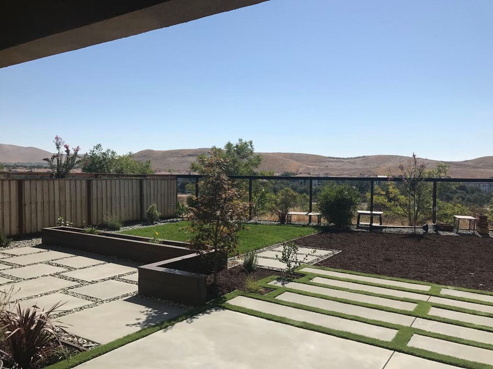 Inspiration for a large contemporary drought-tolerant and full sun backyard concrete paver garden path in San Francisco.