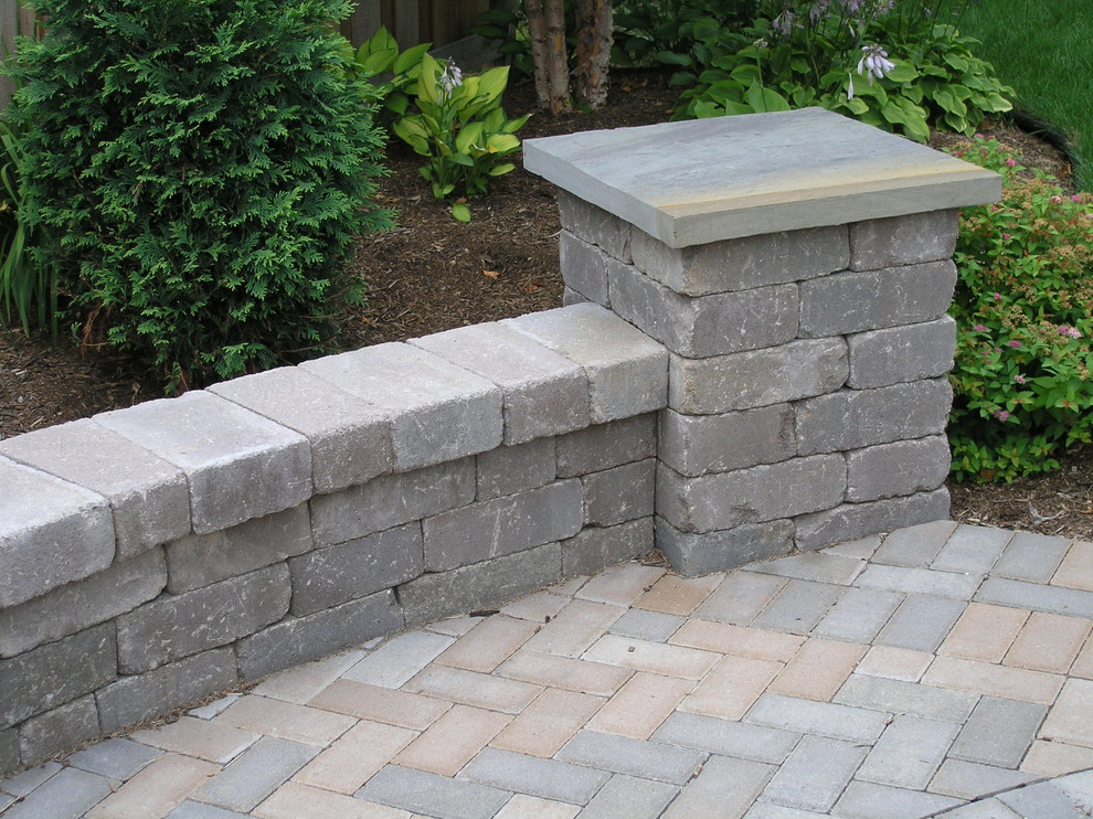 Backyard Patio, Seat Wall and Pillars Landscape Minneapolis by