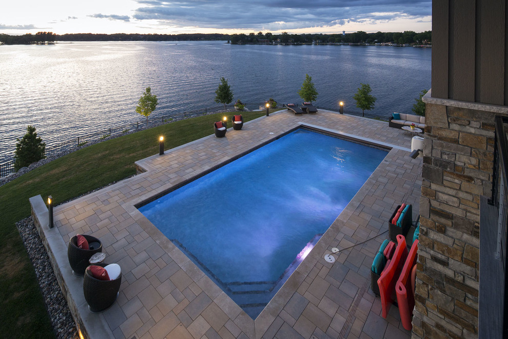 Backyard Swimming Pool Private Lakeside Paradise Beach Style Pool Minneapolis by