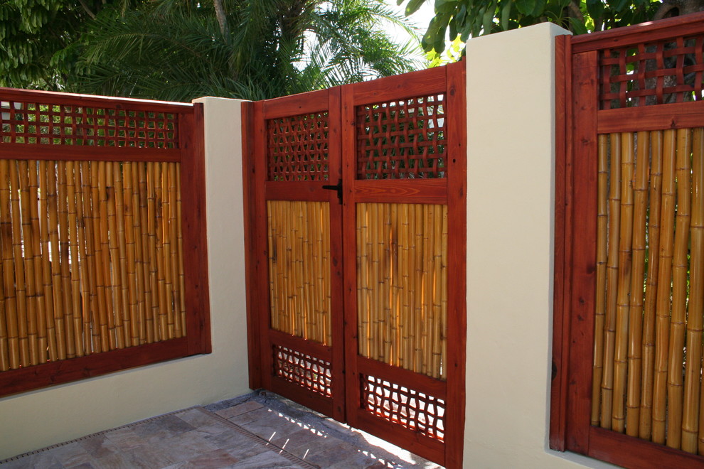 Bamboo Gate With Fencing Tropical Landscape Tampa By Wiederhold Creations Houzz