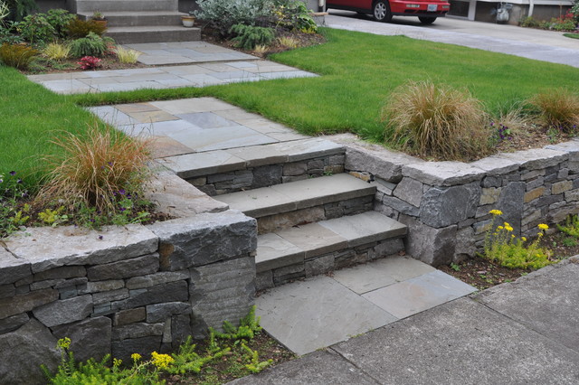 Basalt Retaining Wall Bluestone Stairs Path Traditional Garden Portland By Pistils Landscape Design Build Houzz Au - How To Add Stairs A Retaining Wall Basalt Retaining Wall Bluestone Stairs Path Traditional Garden Portland By Pistils Landscape Design Build Houzz Au - How To Add Stairs A Retaining Wall
