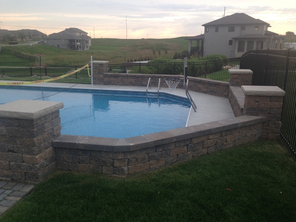Belgian Block Seating Wall, Granite Boulder Retaining Wall, Paver Patio