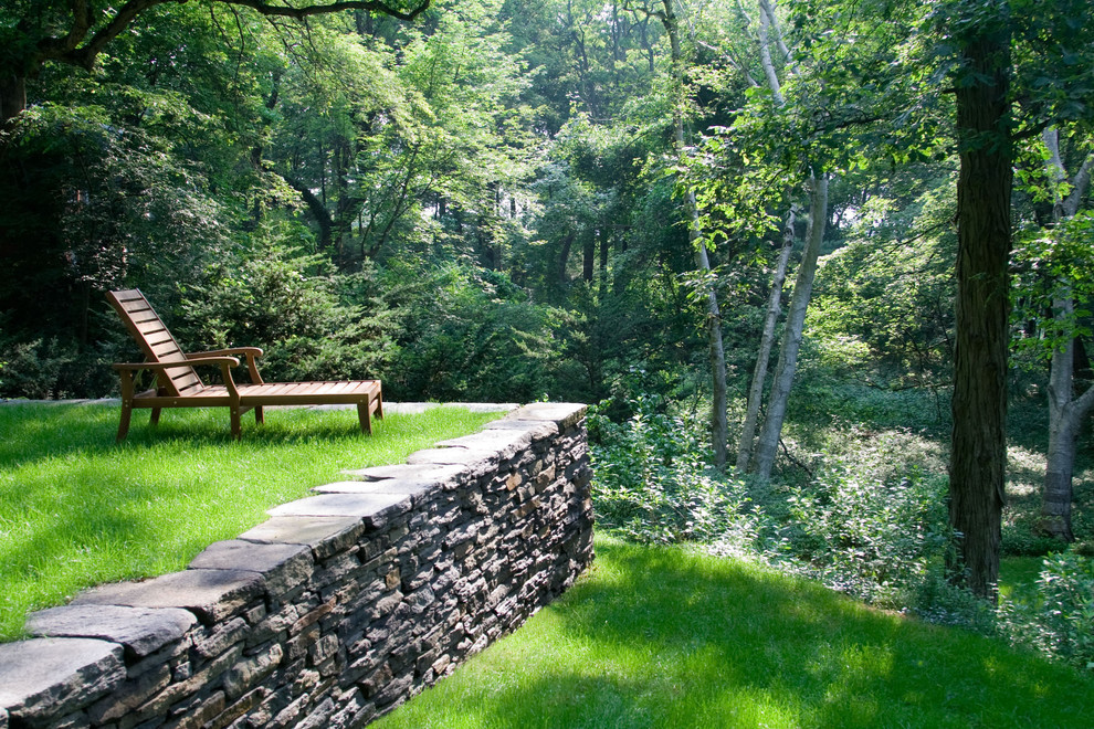 This is an example of a contemporary shade backyard landscaping in Boston.