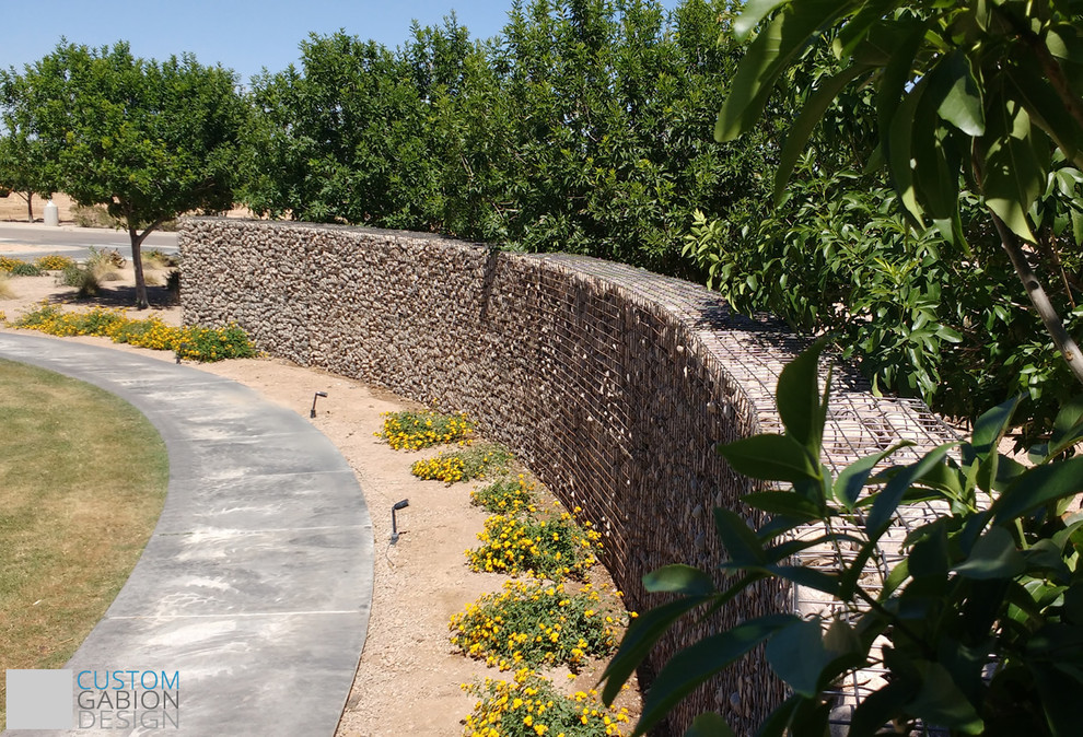 Biggest gabion facade wall in Phoenix, AZ Rustic Landscape Phoenix by Custom Gabion