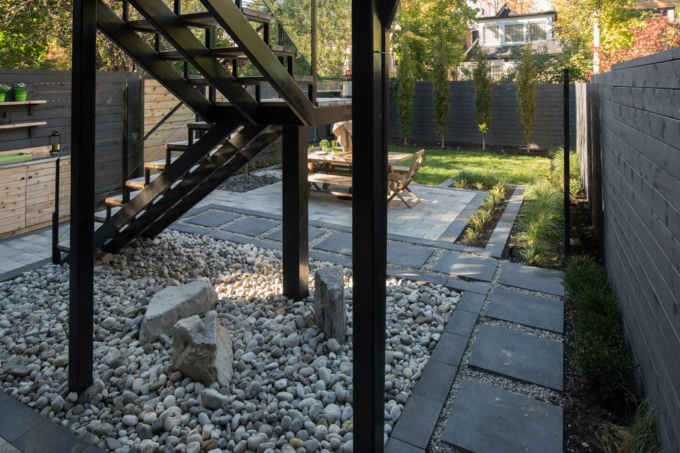 Foto di un giardino minimalista esposto a mezz'ombra di medie dimensioni e dietro casa con pavimentazioni in cemento