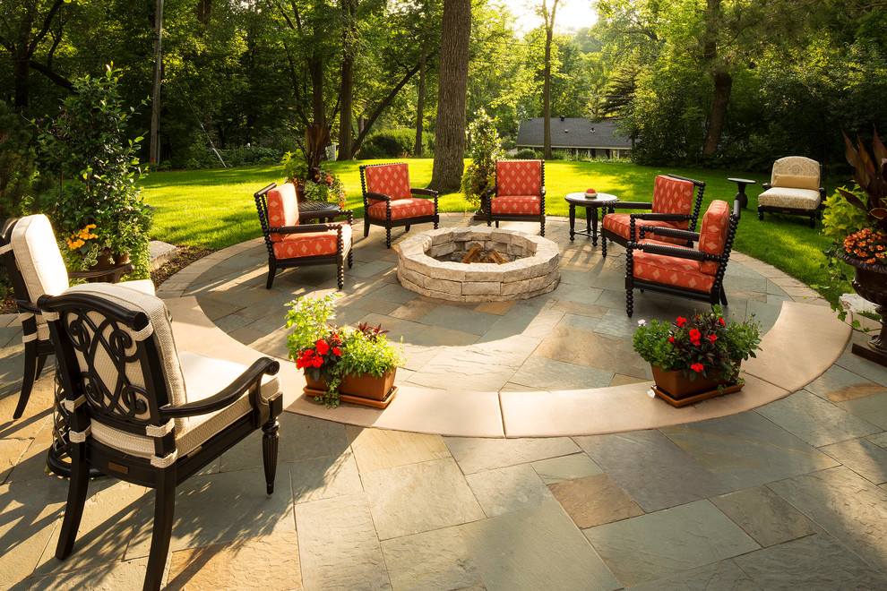Bluestone Patio A Front Yard and Backyard Traditional