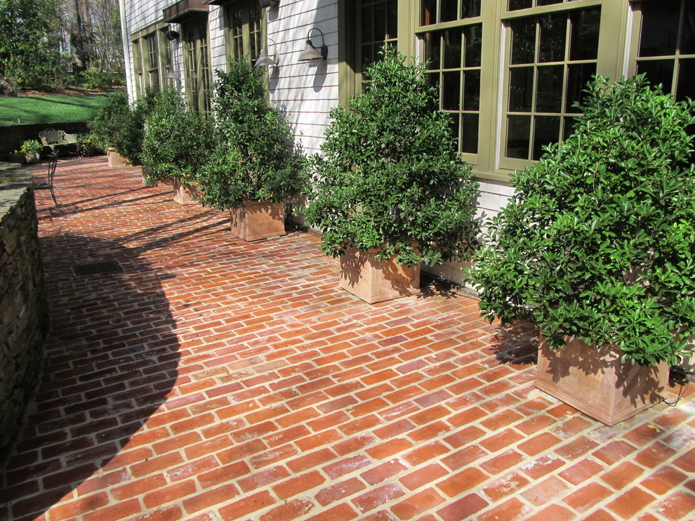 Design ideas for a classic back garden in Atlanta with a potted garden and brick paving.