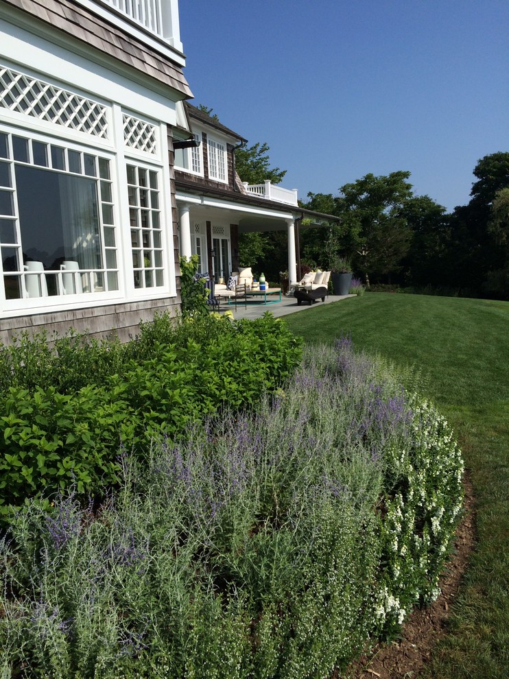 This is an example of a coastal landscaping in New York.