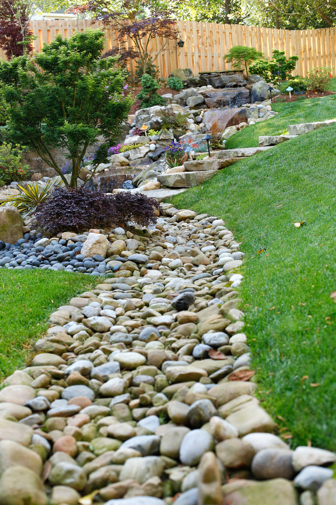 Design ideas for a large southwestern partial sun backyard stone landscaping in Atlanta for spring.