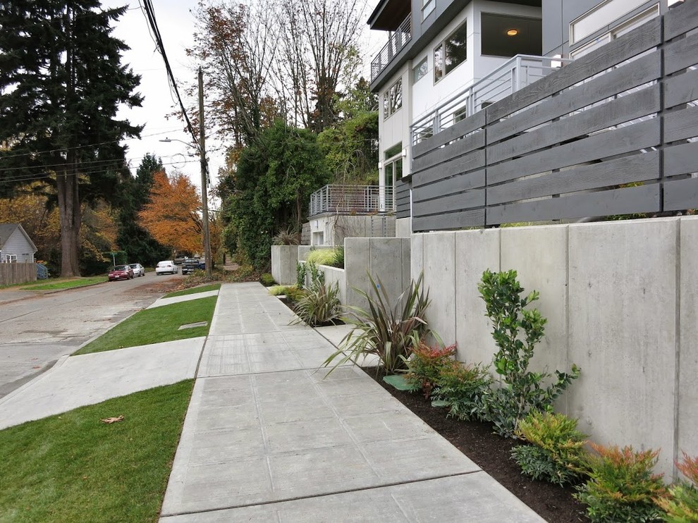Immagine di un giardino minimalista nel cortile laterale con pavimentazioni in cemento