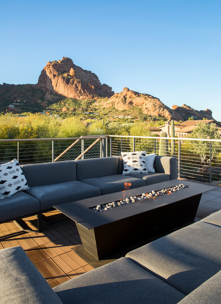 Camelback Mountain Contemporary Rooftop Fire Trough Contemporary