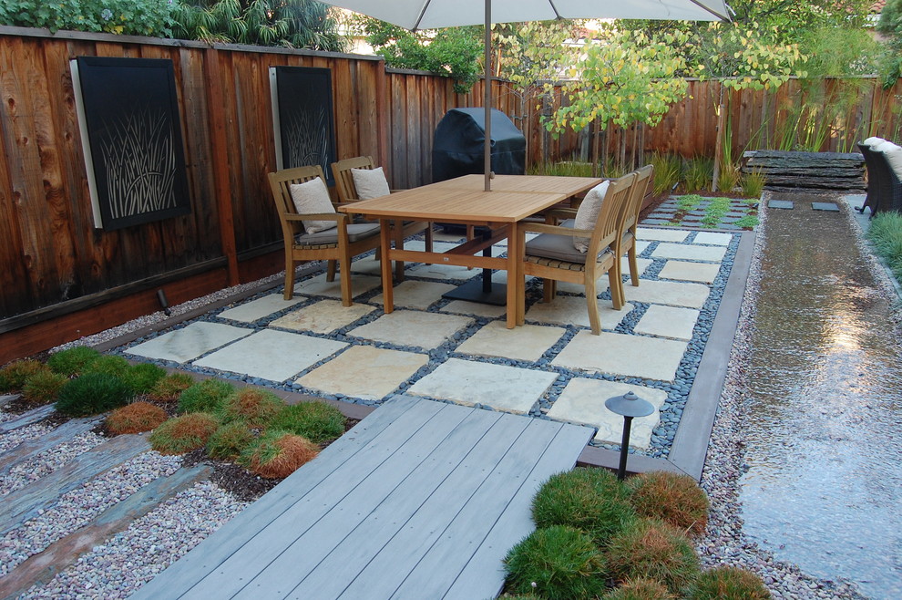 Design ideas for a small contemporary partial sun backyard stone landscaping in San Francisco.