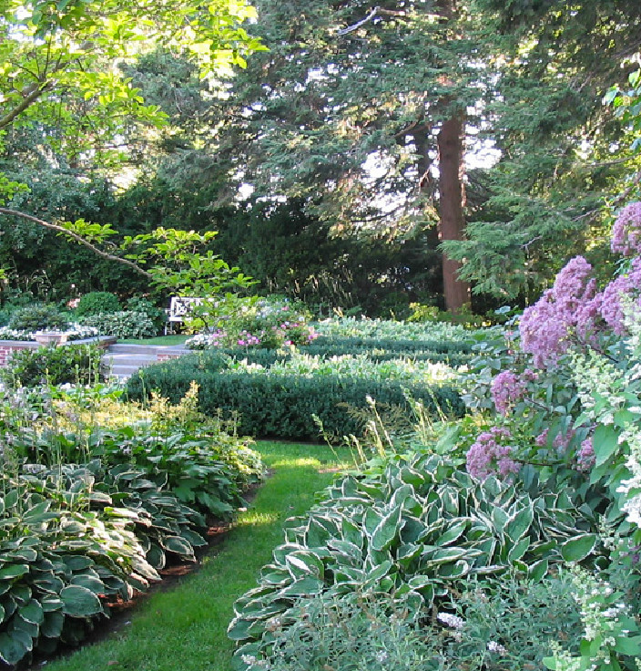Diseño de jardín clásico de tamaño medio en patio trasero con exposición total al sol y adoquines de piedra natural