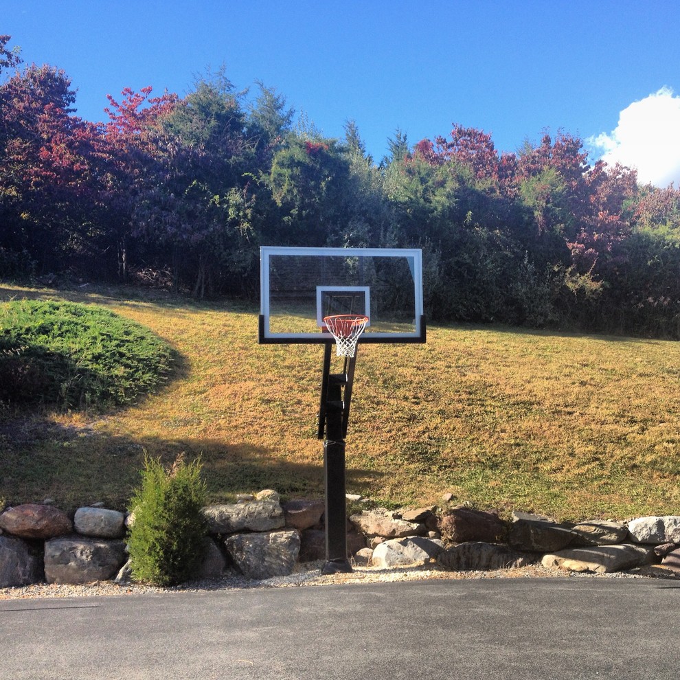 Photo of a large traditional back garden in Philadelphia with an outdoor sport court.