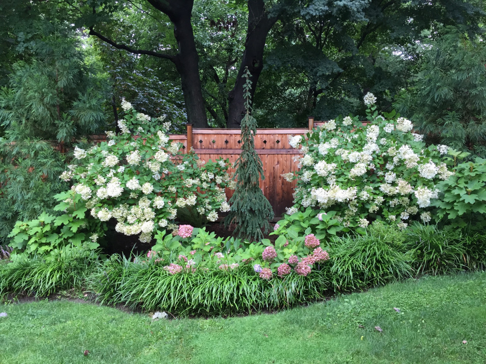 Halbschattiger Stilmix Garten hinter dem Haus in New York