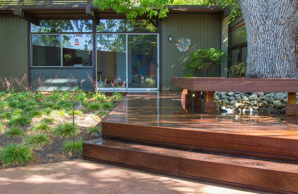 Ispirazione per un giardino minimalista esposto a mezz'ombra di medie dimensioni e dietro casa con pavimentazioni in cemento