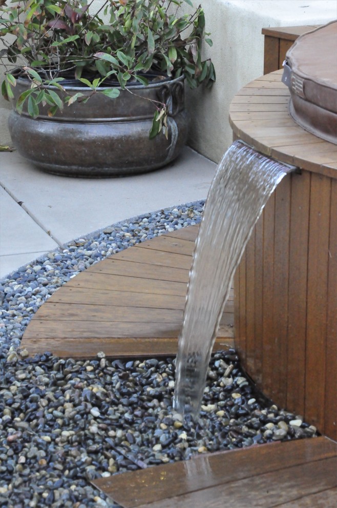 Design ideas for a mediterranean water fountain landscape in San Luis Obispo.