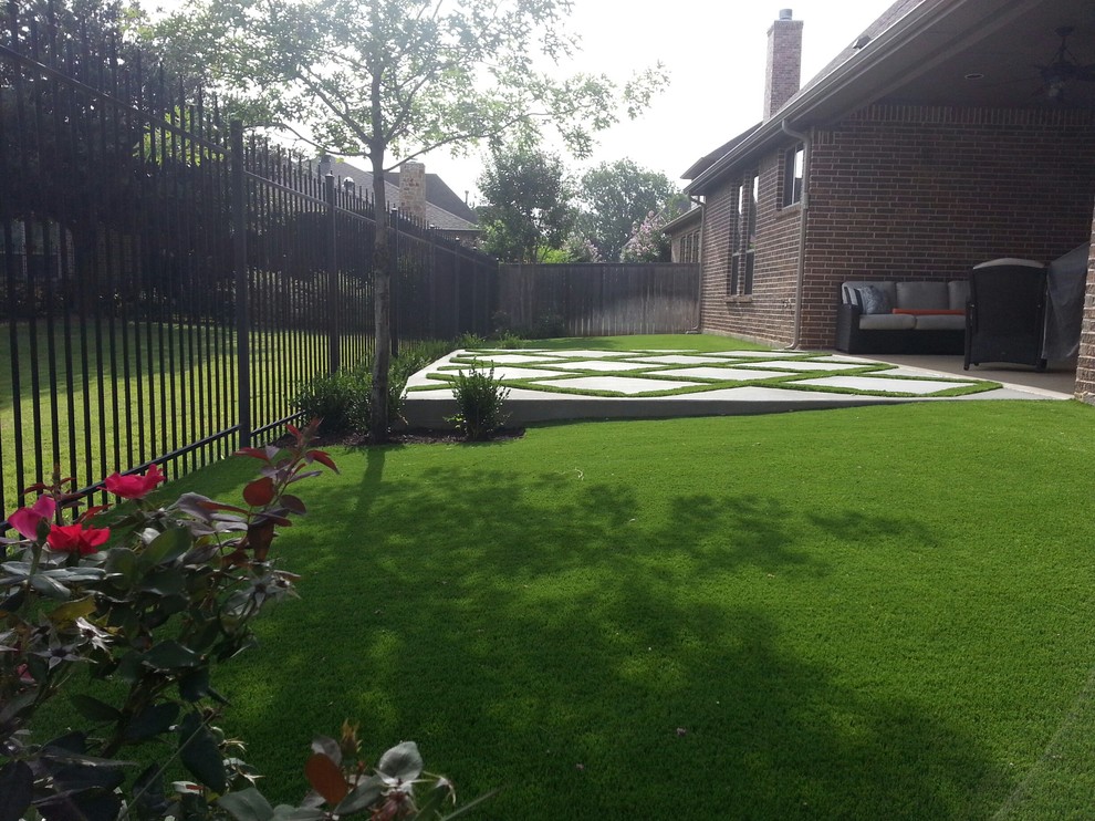 Colleyville, TX Synthetic Turf Backyard Installation Modern