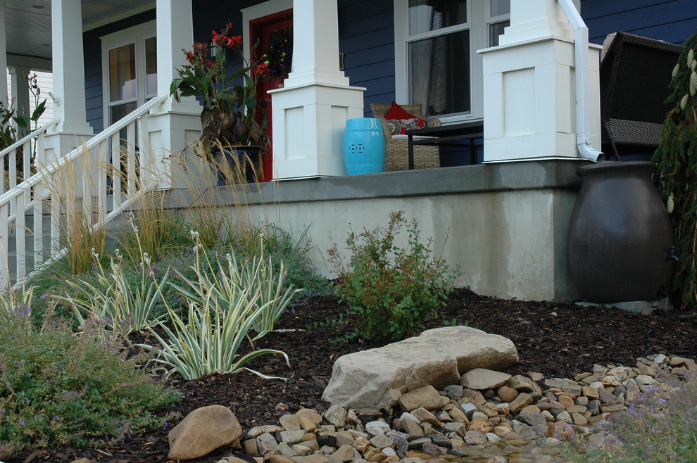 Foto di un giardino xeriscape minimal esposto in pieno sole di medie dimensioni e davanti casa in autunno con un ingresso o sentiero