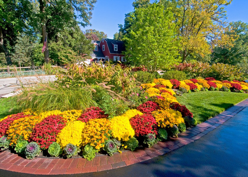 Photo of a traditional front yard driveway in Chicago.