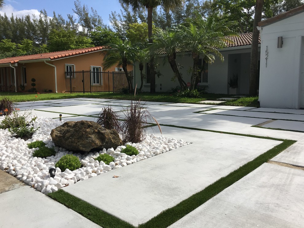 Concrete Slabs Unique Design By Shosh Contemporary Landscape Miami By Driveways By Design Houzz