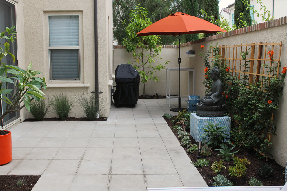 Foto di un piccolo giardino xeriscape minimal esposto a mezz'ombra dietro casa con pavimentazioni in cemento