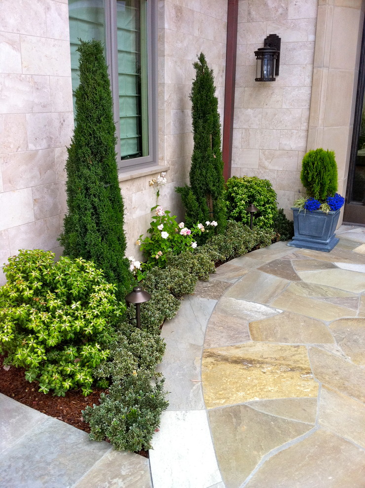Inspiration for a medium sized contemporary front full sun garden in San Diego with natural stone paving.