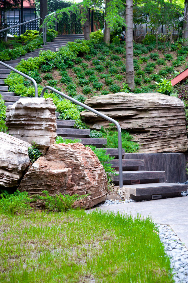 Photo of a contemporary sloped garden steps in Other.