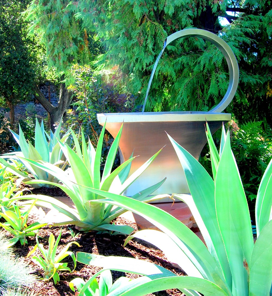 Ispirazione per un giardino contemporaneo con fontane