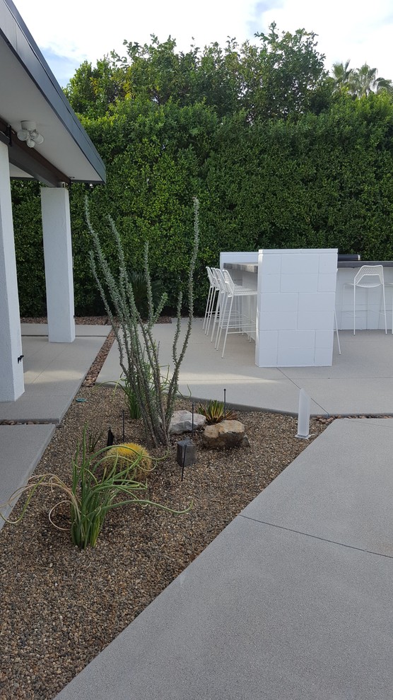 Foto di un giardino xeriscape minimal esposto in pieno sole di medie dimensioni e dietro casa in estate con pedane