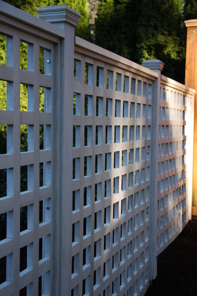 Immagine di un giardino formale minimalista esposto a mezz'ombra di medie dimensioni e dietro casa con cancello e ghiaia