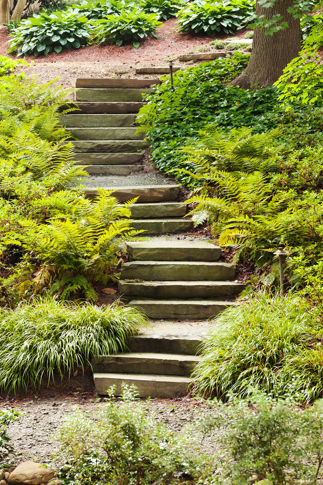 Immagine di un giardino classico con scale