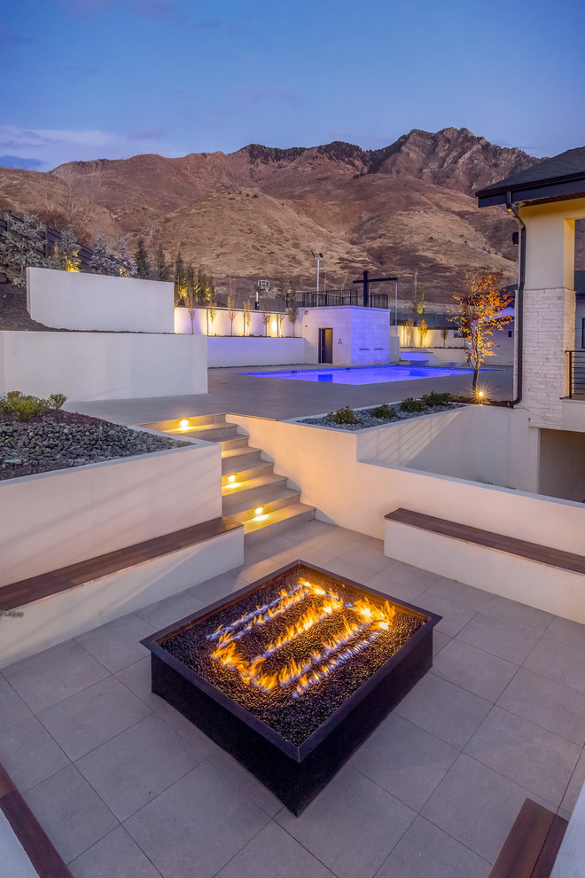 Outdoor Lighting And Modern Fire Pit Contemporary Patio Salt Lake