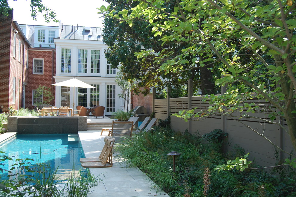 Inspiration for a small contemporary courtyard partial sun garden in New York.