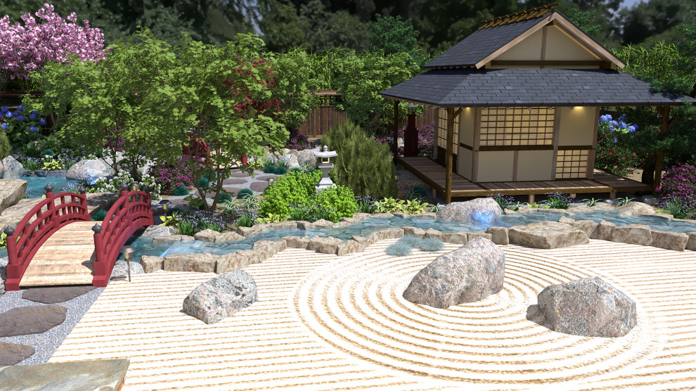 Rustikaler Japanischer Garten in Los Angeles
