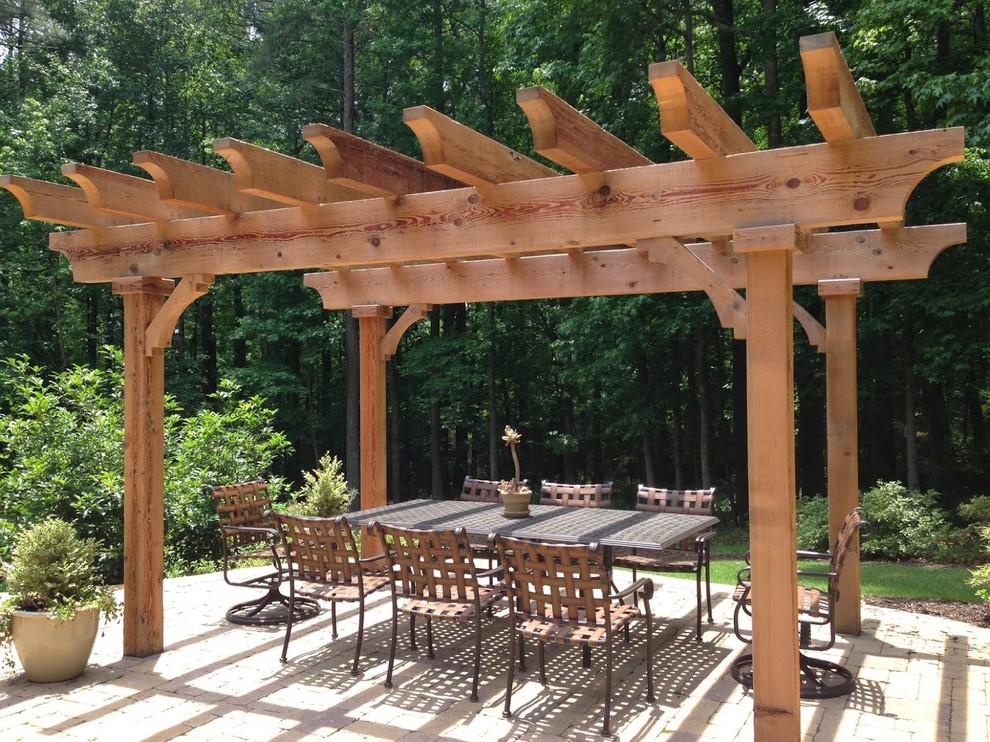 Cumming Entertainment Space with Pergola and Firepit Traditional