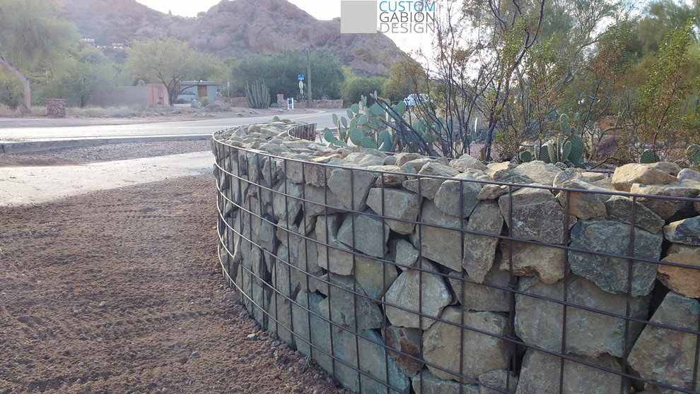Curved Gabion Landscape Wall Rustic Landscape Phoenix by Custom