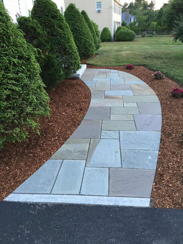 Curving Bluestone Walkway Traditional Landscape Boston by