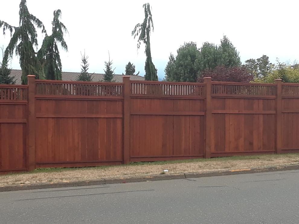 This is an example of a craftsman privacy front yard landscaping in Other.