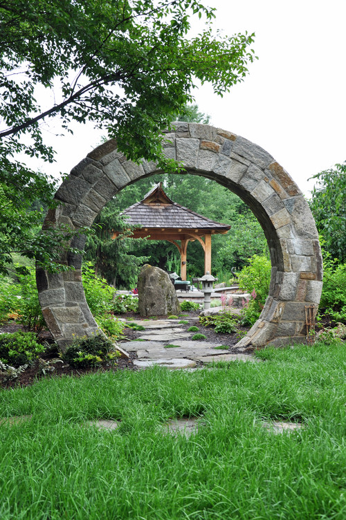 Stone moon gate by McHale Landscape Design