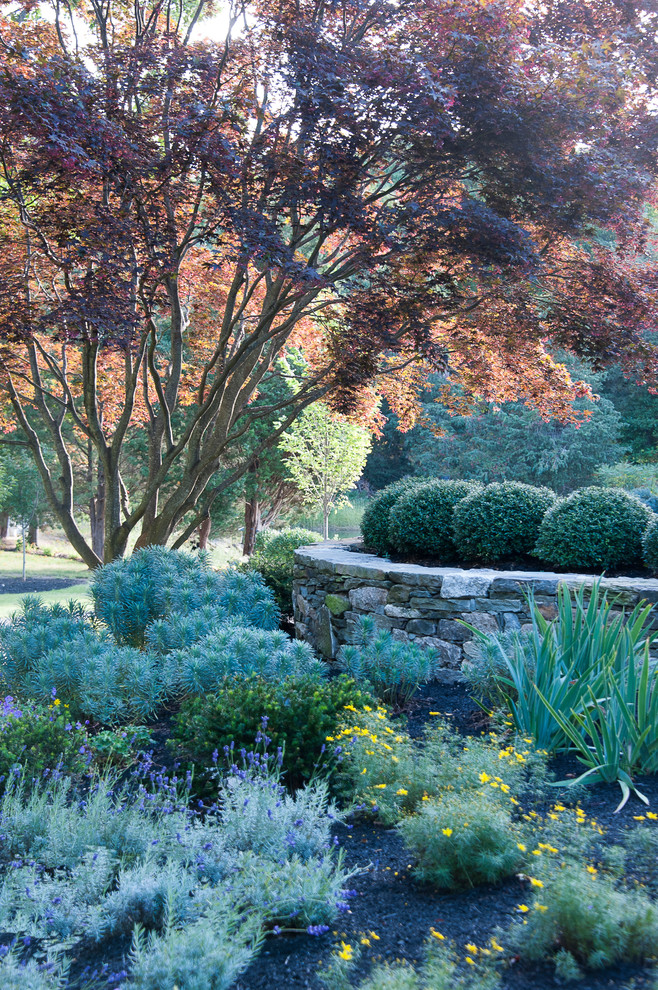 Imagen de acceso privado clásico renovado grande en patio delantero con jardín de macetas, exposición total al sol y adoquines de hormigón