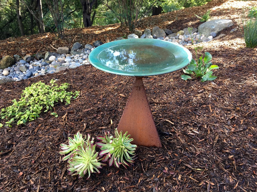 Design ideas for a mid-sized craftsman full sun backyard mulch landscaping in San Francisco.