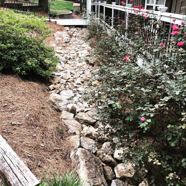 Dry River Bed Drainage/Retaining Wall/New Lawn Traditional Garden Birmingham by The
