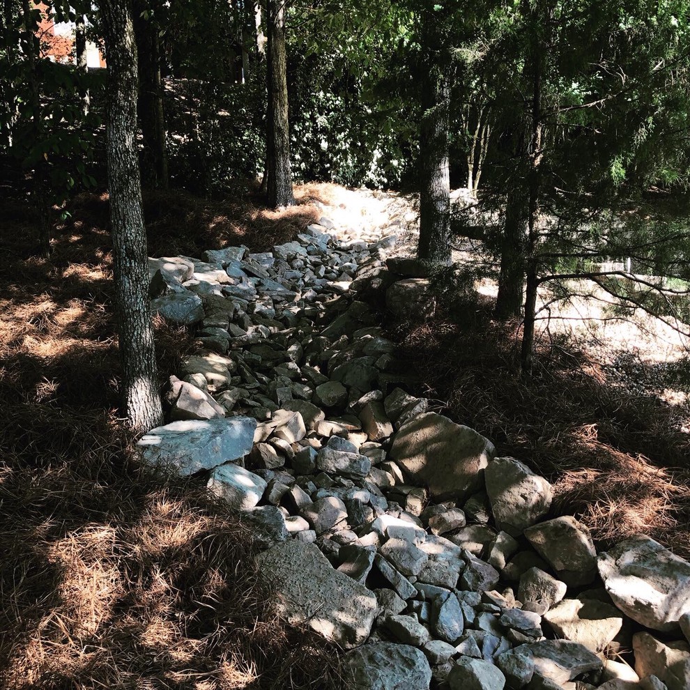 Idee per un giardino classico dietro casa con sassi e rocce e sassi di fiume