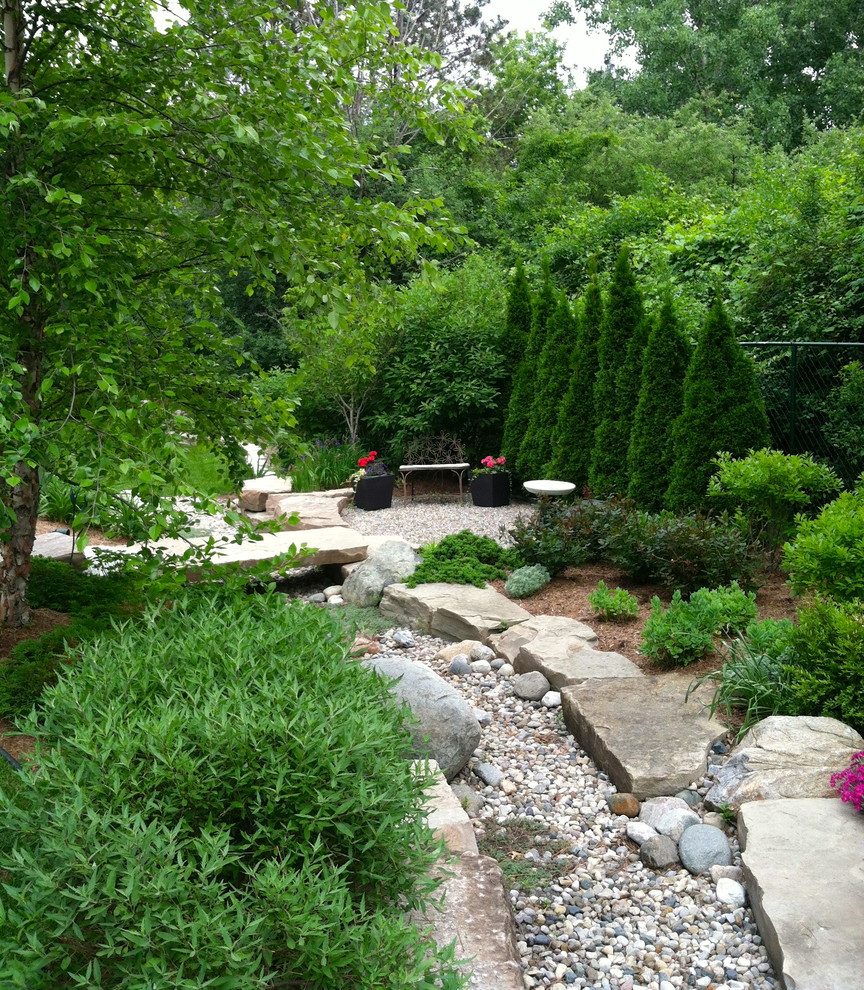 Dry Stream Bed with Seating Area - Rustic - Landscape - Detroit - by DC ...