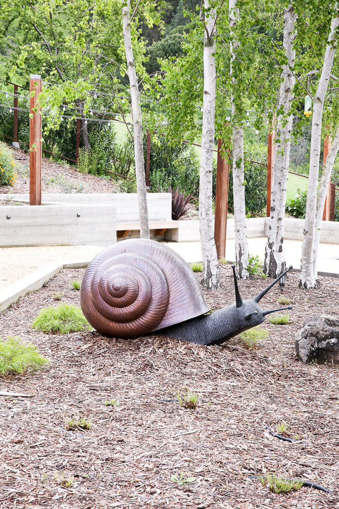 Modelo de jardín actual grande en ladera con exposición total al sol