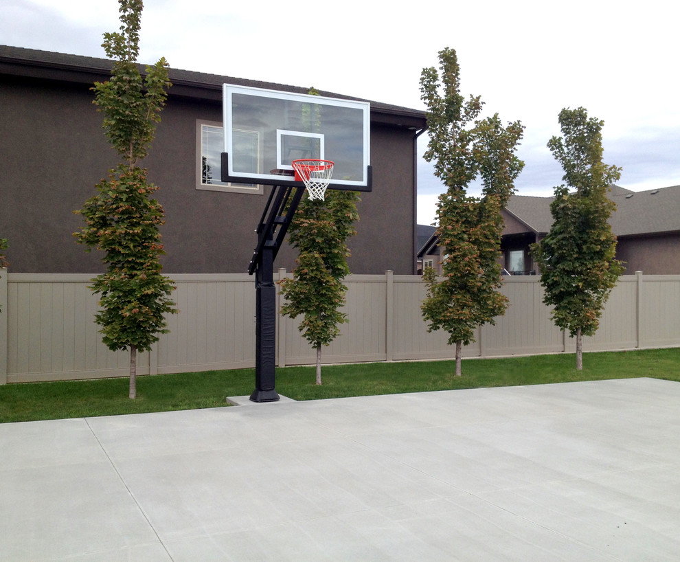 Photo of a large traditional back partial sun garden in Salt Lake City with an outdoor sport court.