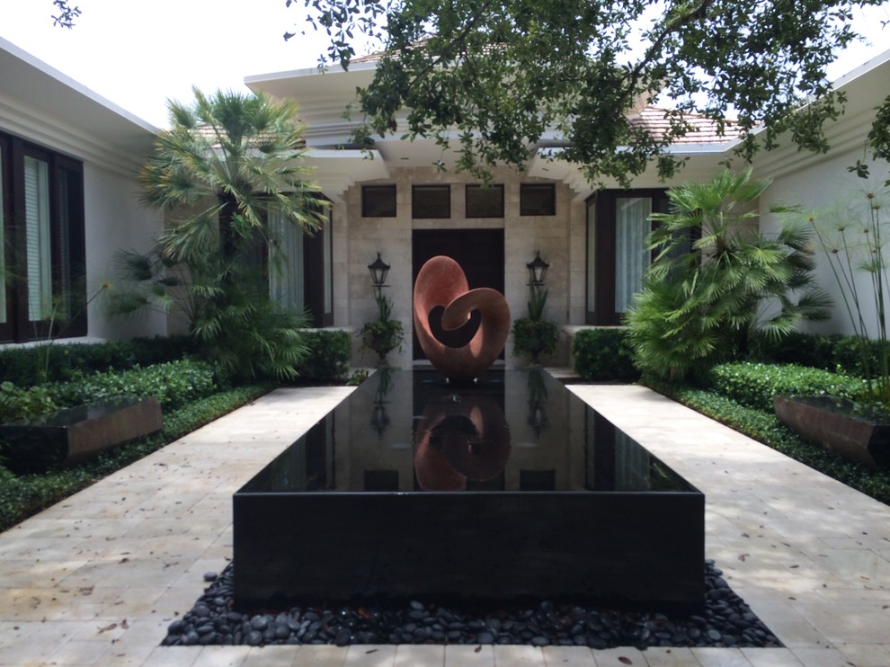 Entrance Reflection Water Feature Contemporary Landscape Miami